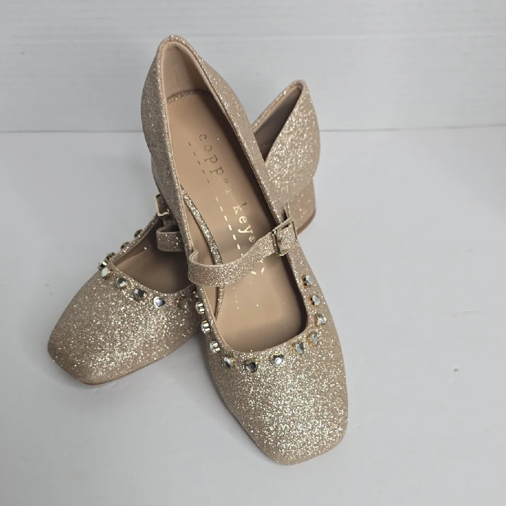 Copper Key Cece Sparkle Heart Mary Jane Pumps Girls 4M